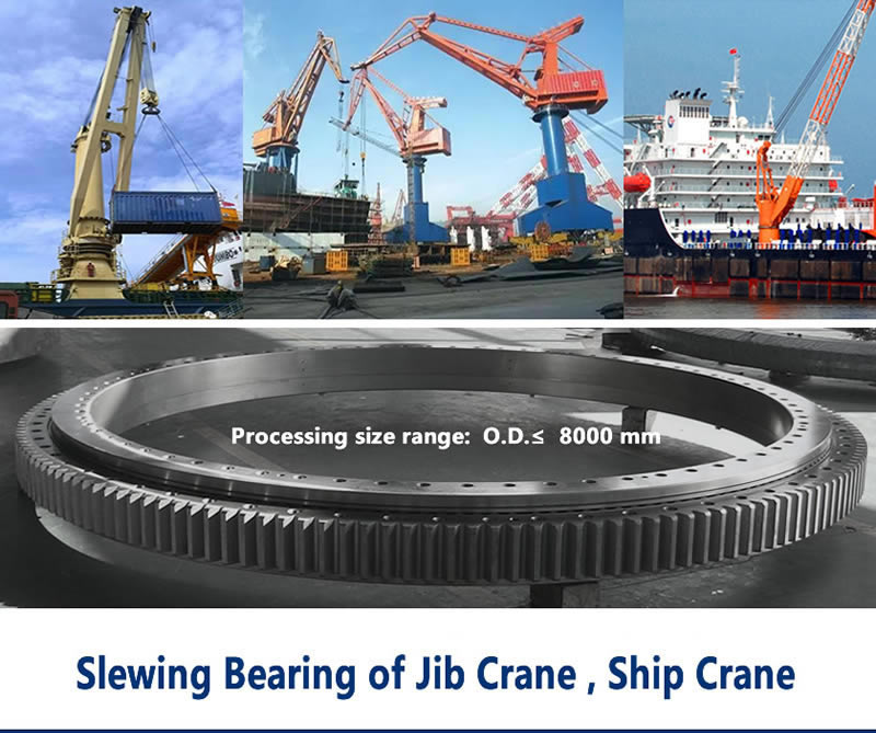 Extra large slewing bearing of port jib crane and ship crane